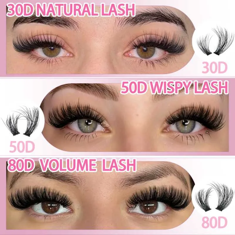 Lash Clusters Kit 30+50+80D Wispy Lash Clusters Eyelash Extension Kit 8-16mm Individual Lashes Kit with Lash Bond and Seal, Lash Tweezers for DIY Lashes Extension by INSPEAUTY - Image 2