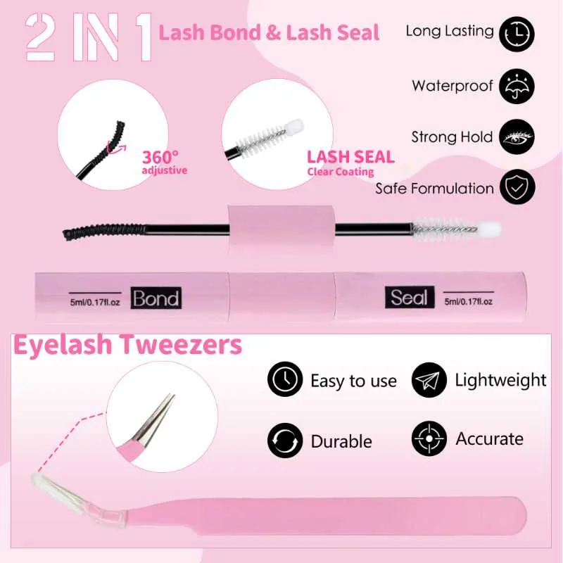 Lash Clusters Kit 30+50+80D Wispy Lash Clusters Eyelash Extension Kit 8-16mm Individual Lashes Kit with Lash Bond and Seal, Lash Tweezers for DIY Lashes Extension by INSPEAUTY - Image 5